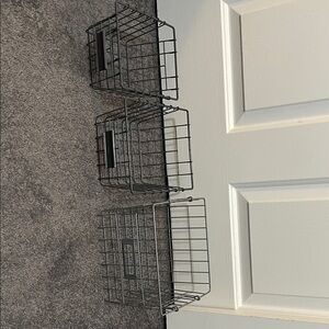 Set of Three Grey Wire Storage Baskets
